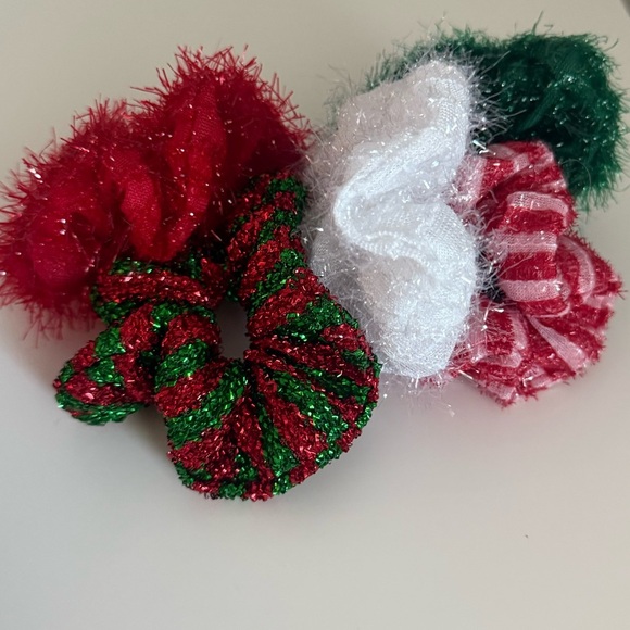 Festive Red and Green Scrunchies Set - Picture 2 of 2